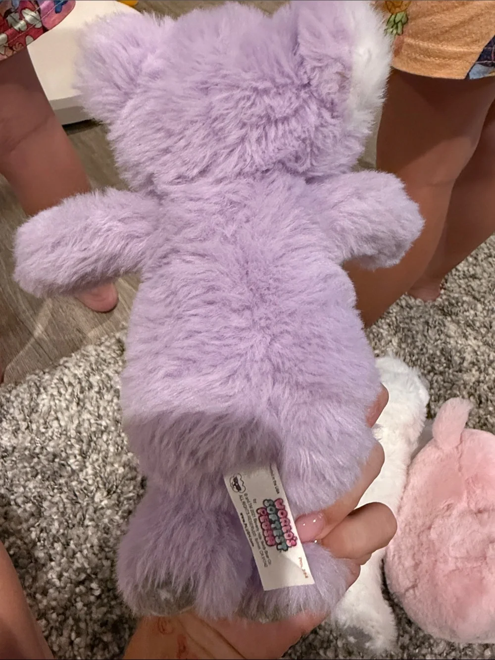 Set of 4 Small Plush Toys - Parrot, Purple Koala, White Bear, Pink Pig
